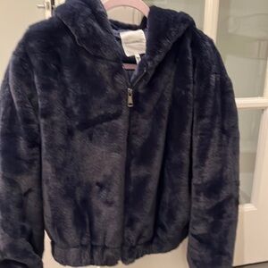 Brand new from  Bloomingdale’s, navy fury coat